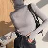 Spring Autumn Pile Turtleneck Finger Sleeve Sweater Winter Knitted Base All-Match Women's Top