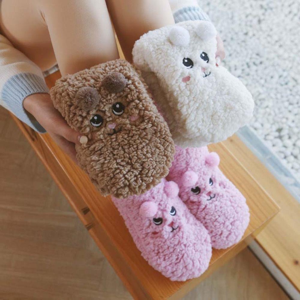 Plush Floor Socks Embroidery Fleece Sock Women Soft Sleeping Socks  Home
