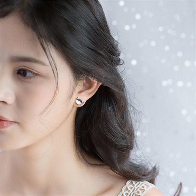 Korean Style Asymmetrical Cartoon Monster Girl Earrings