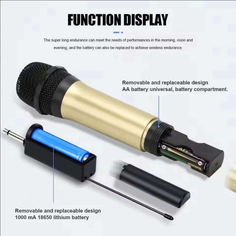 Wireless Microphone 2 Channels VHF Fixed Frequency Handheld Mic Micphone For Party Karaoke Professional Church Show Meeting