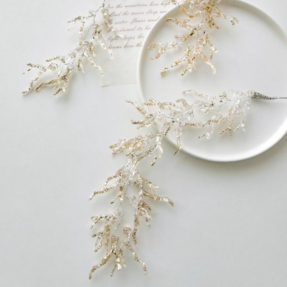 Acrylic Christmas Icicle Pendant Realistic DIY Craft Glitter Christmas Branches Artificial Leaves Christmas Tree Decoration