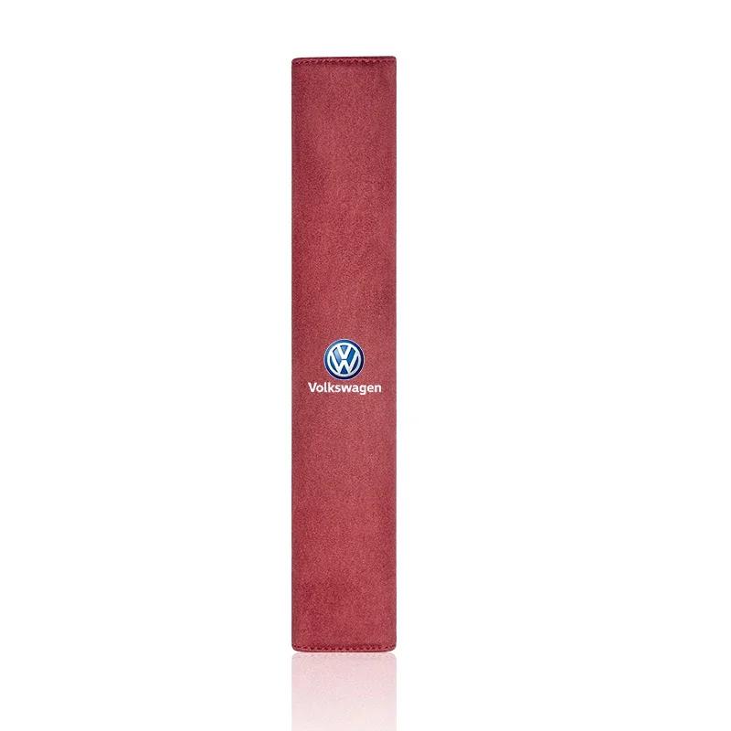 1Pcs Car Leather Seat Belt Cover Shoulder Protection Pad For Volkswagen VW Scirocco Golf Amarok T5 Phaeton Teramont ID3 GTI