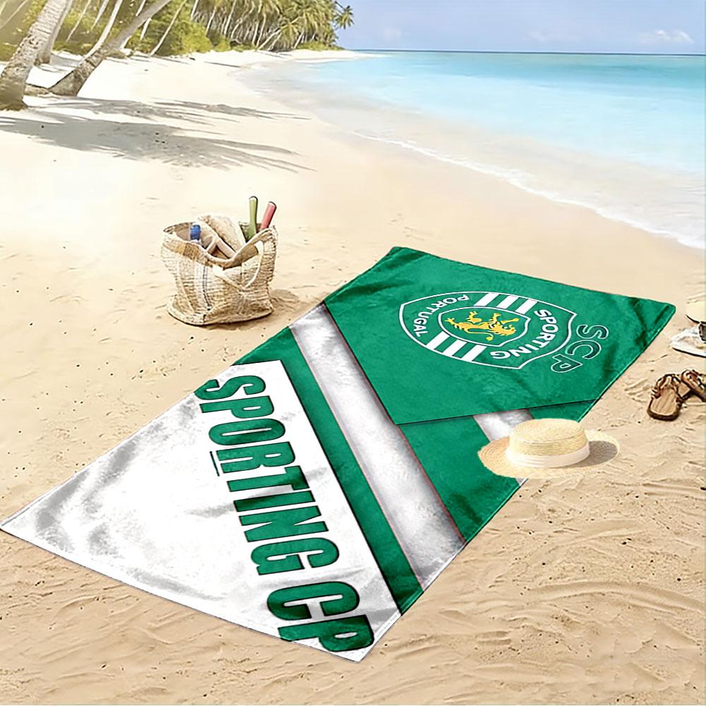Giant Beach Blanket with Sporting CP Lisbon Football Crest, Quick Dry Microfiber, Soft Portable, for Beach Pool Travel