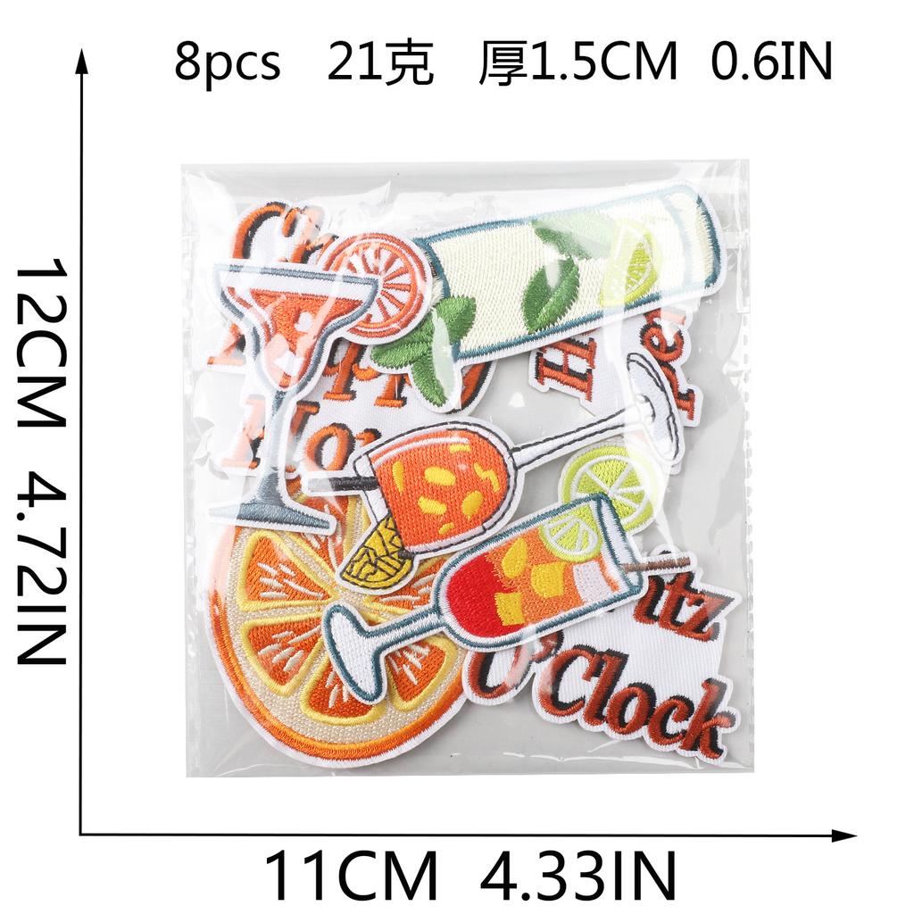Freshly Squeezed Juice Embroidery Cloth Sticker Bag Decoration Beverage Cup Computer Embroidery Label Ironing Lemonade Patch Sticker