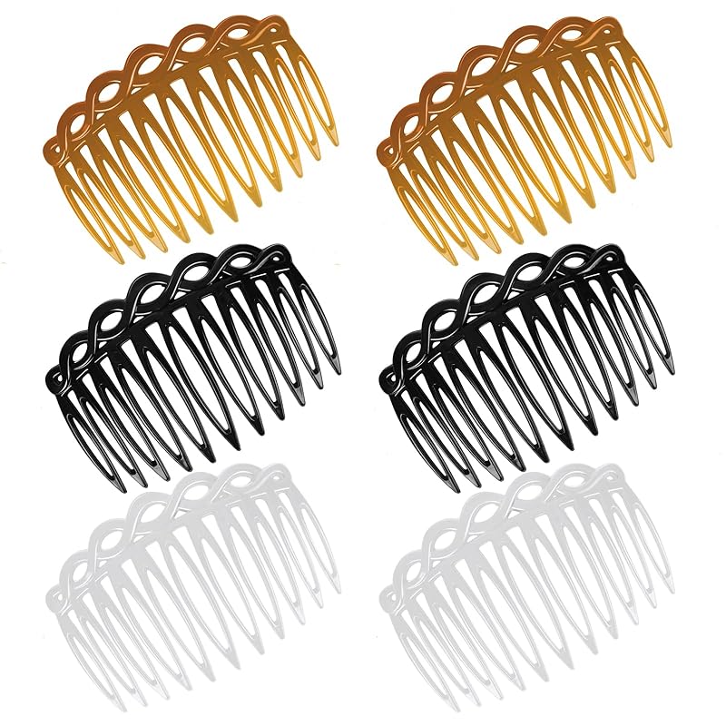6 Pcs French Hair Side Combs Women Hair Comb Accessories Set Plastic Twist Decorative Comb Hair Clips Bridal Wedding Veil Teeth HairCombs for