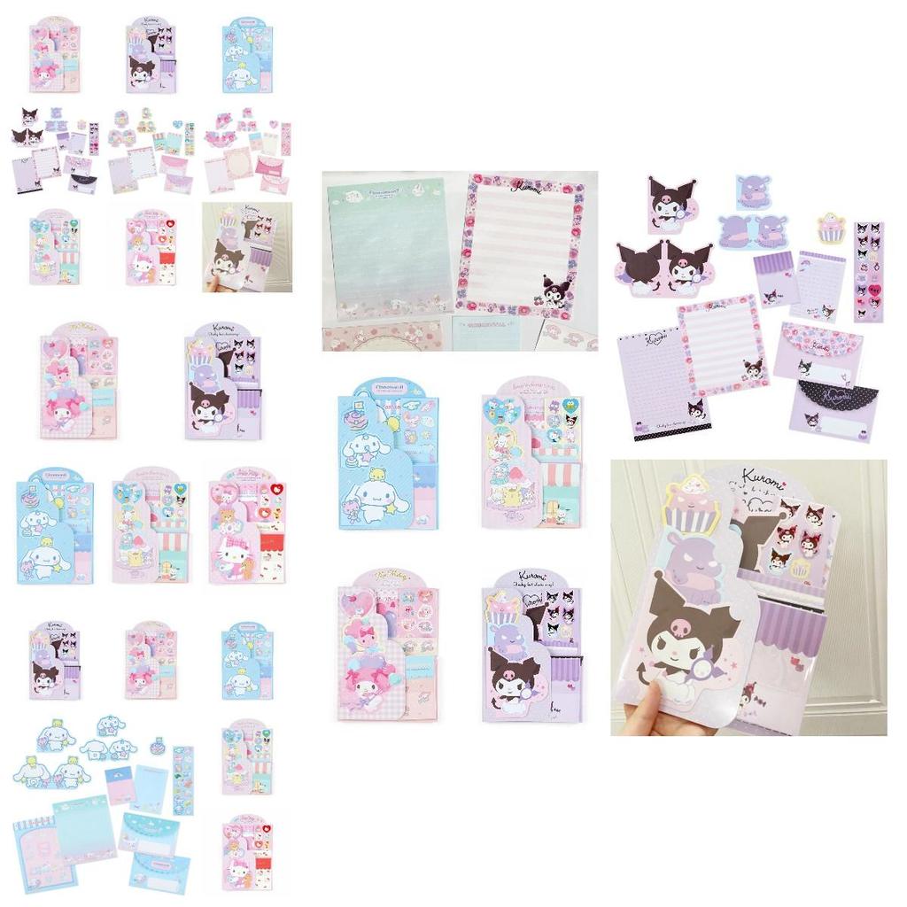 Cute And Fresh Cartoon Stationery Set Of 5 With Unique Envelopes And Sticky Notes
