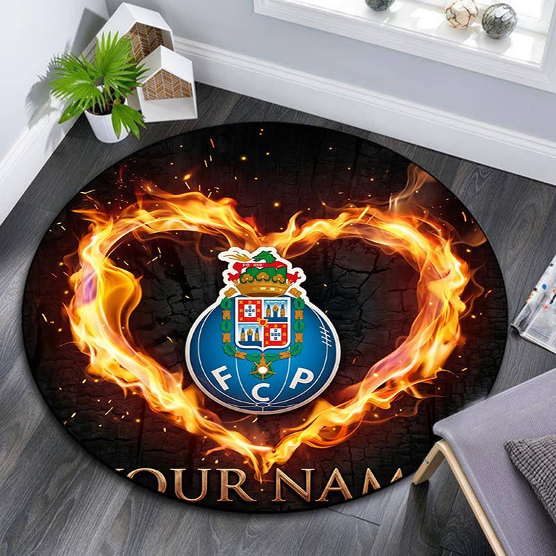 Custom Name Futebol Clube Do Porto Round Area Rug,Carpet Rug for Living Room Bedroom Sofa Playroom Decor,Non-slip Floor Mat