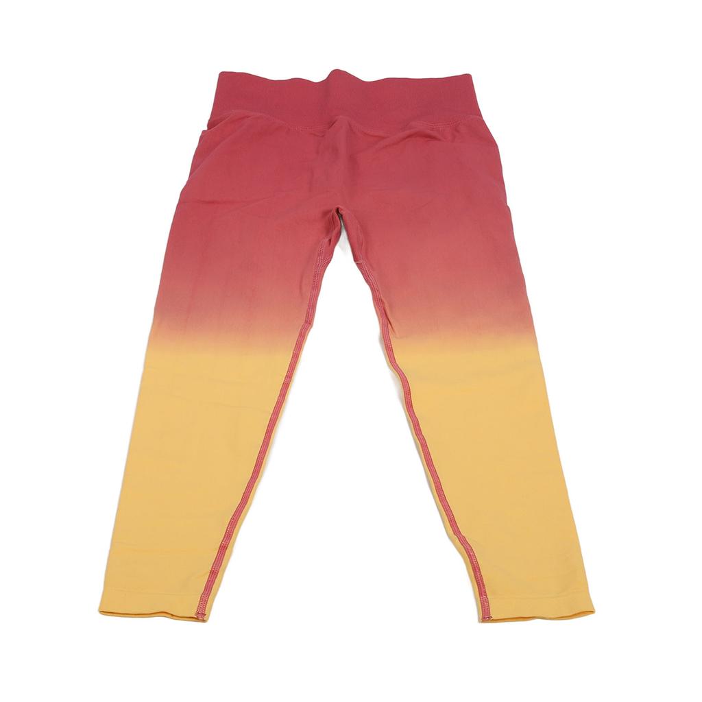 Hip Lifting Pants Yellow Pink Gradient Color L Size Fast Dry High Waisted Leggings for Women