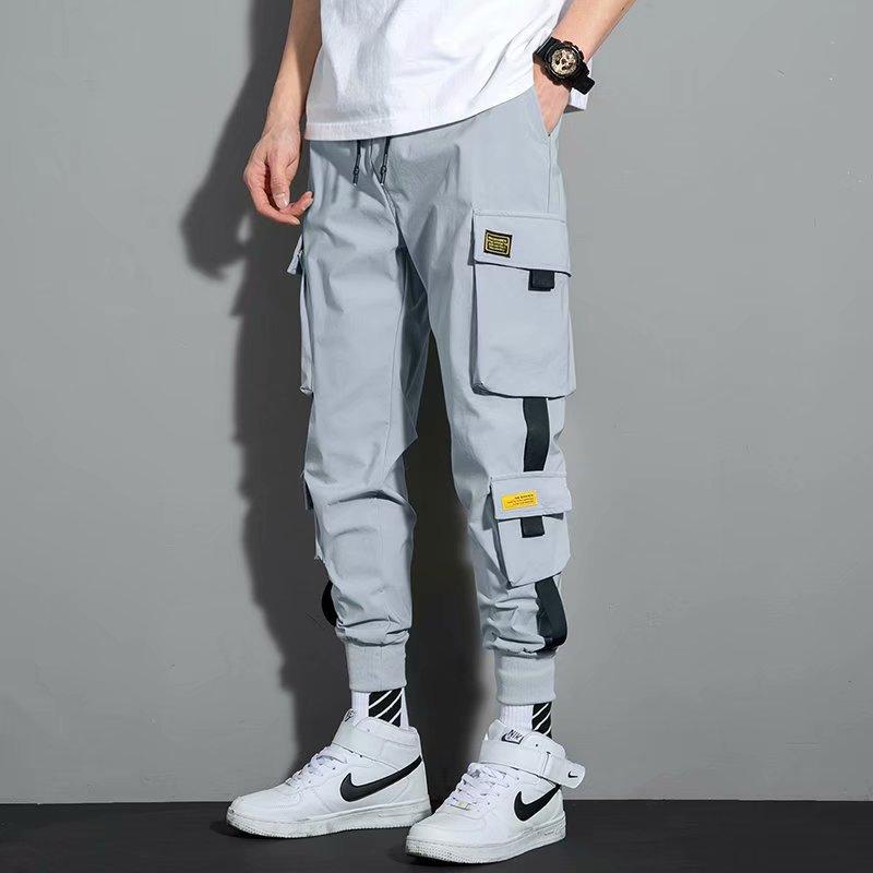 New Pants Men's Korean Version Trend Loose Student Ins Nine Points Chic Casual Overalls Trendy Brand Tied Feet