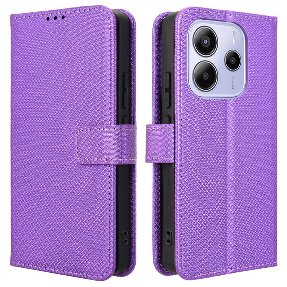 For Xiaomi Redmi Note 14 4G (163.25x76.55x8.16mm) Case PU Leather Diamond Texture Wallet Phone Cover