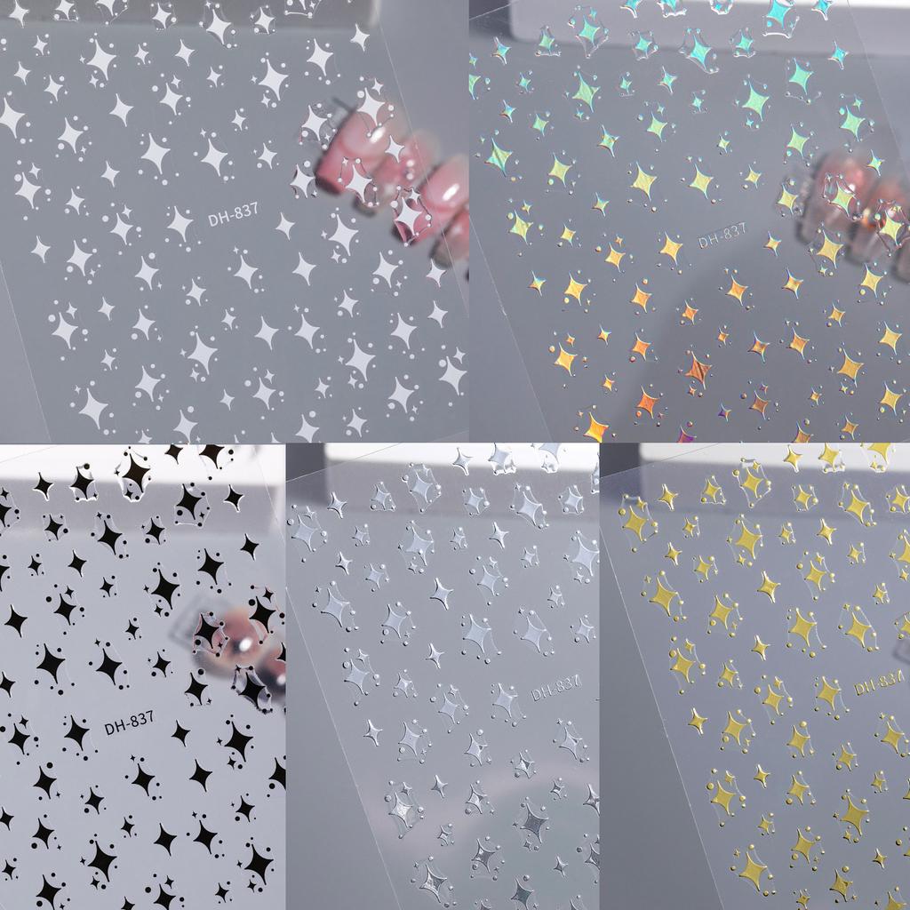 1/3/5Pcs Laser Gold Silver Star Stickers Cute Starburst Nail Art Decoration Stickers for Scrapbooking Journal Stationery