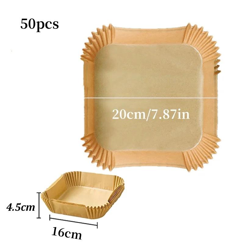 Air Fryer 50/100PCS Bakeware Disposable Paper Tray Non-Stick Mat Oil-proof Liner Non-Stick Mat for Kitchen Oven Baking Paper
