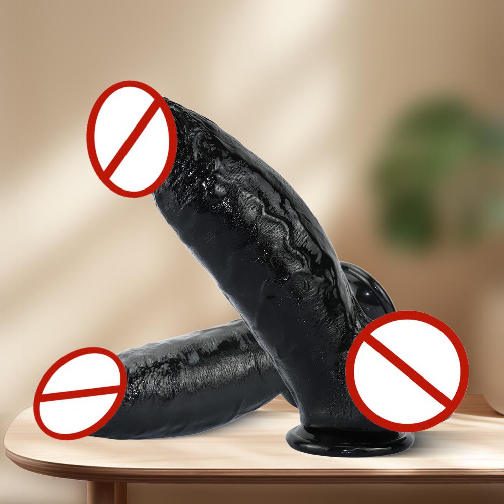 Curved Black Suction Cup Dildo - Large, Realistic Adult Toy for Women