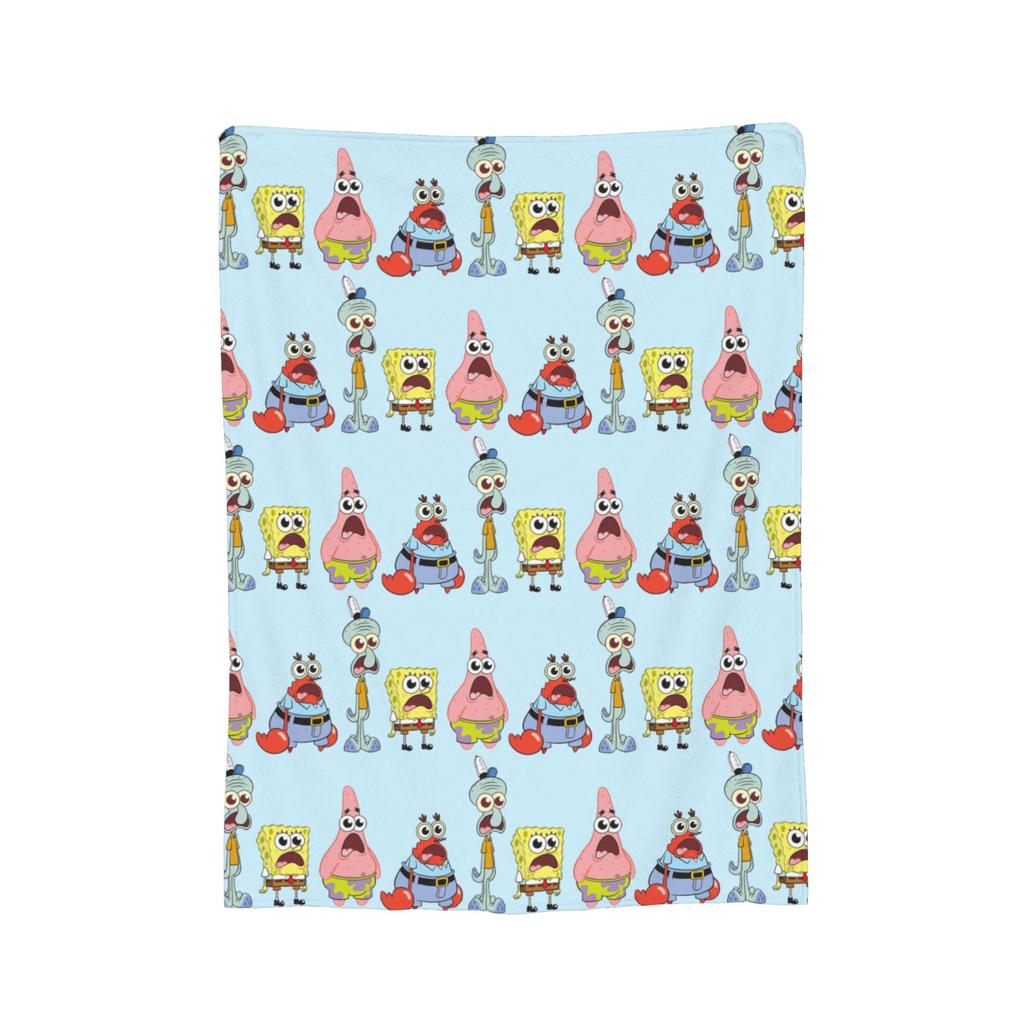 Handsome S-Squidwarded Pattern Blankets Flannel Decoration Multi-function Soft Throw Blankets for Bedding Travel Bedding Throws