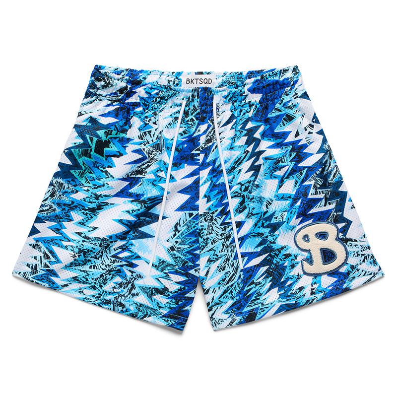 Trendy BKTSQD Signal Interruption Mesh Shorts - Loose Plus Size Fashion Casual Sports Beach Swim Trunks for Summer XX-Large