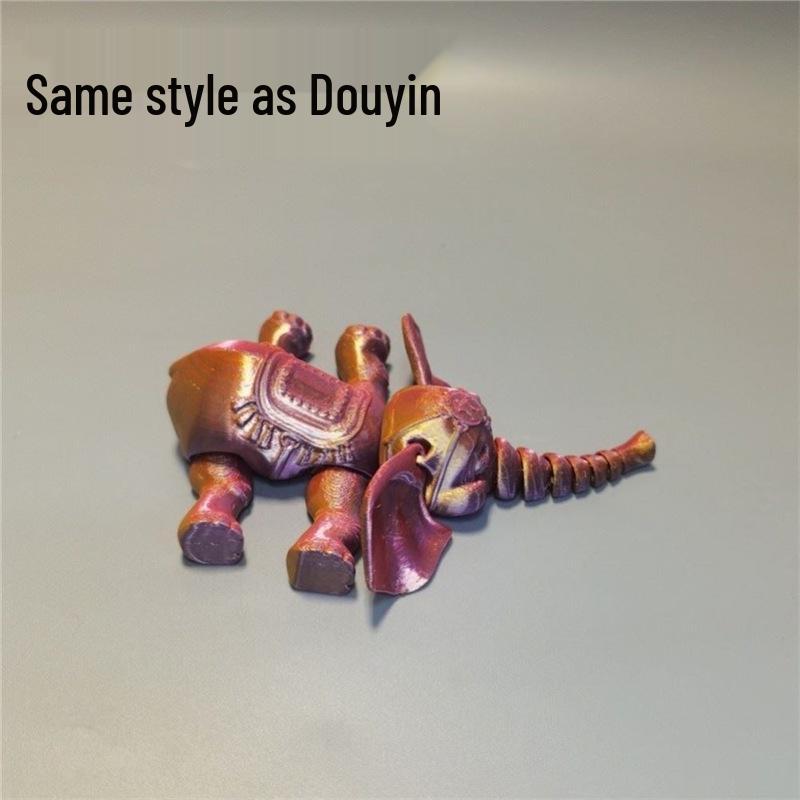 3D Printed Baby Elephant Figurine - Micro Landscape Ornament & Gift Model
