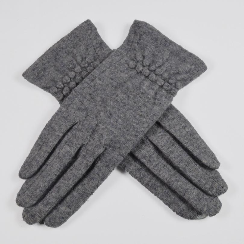 [BYSIFA] Winter Cashmere Wool Gloves Women New Soft Elegant Mittens Gloves Top Grade Thick Warm Touch Screen Ladies Gray Gloves