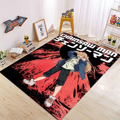 Alfombra de terror de cómic japonés Chainsaw Man para sala de estar, sofá, mesa de centro, felpudo antideslizante, alfombra lavable