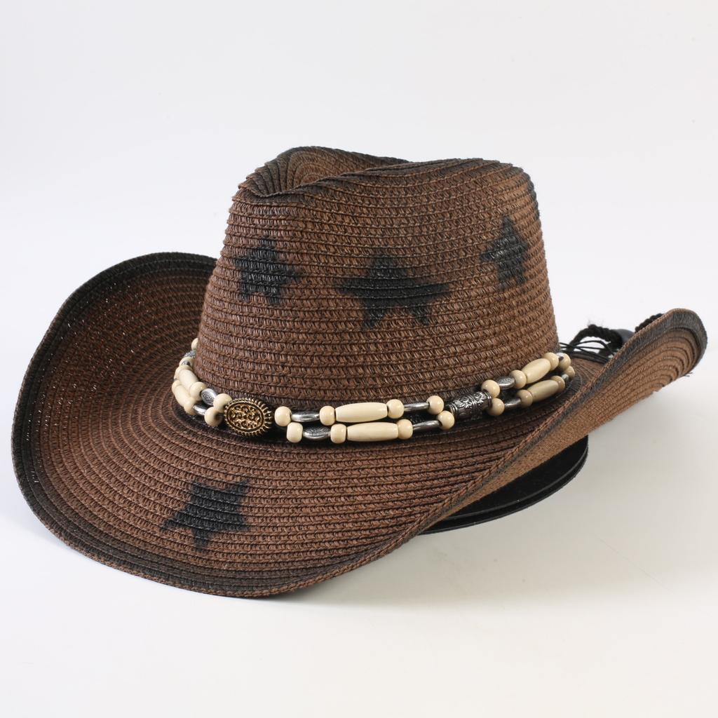 Best-selling Western cowboy hats for men and women, fashionable sunshade straw hats, classic outdoor Western cowboy hats