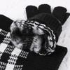Winter Fashion Retro Plaid Gloves Outdoor Cycling Warm Five-Finger Knitted Gloves