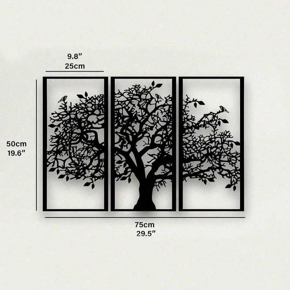 Metal Wall Art 3 Piece Tree of Life Bohemian Decor Home Gift