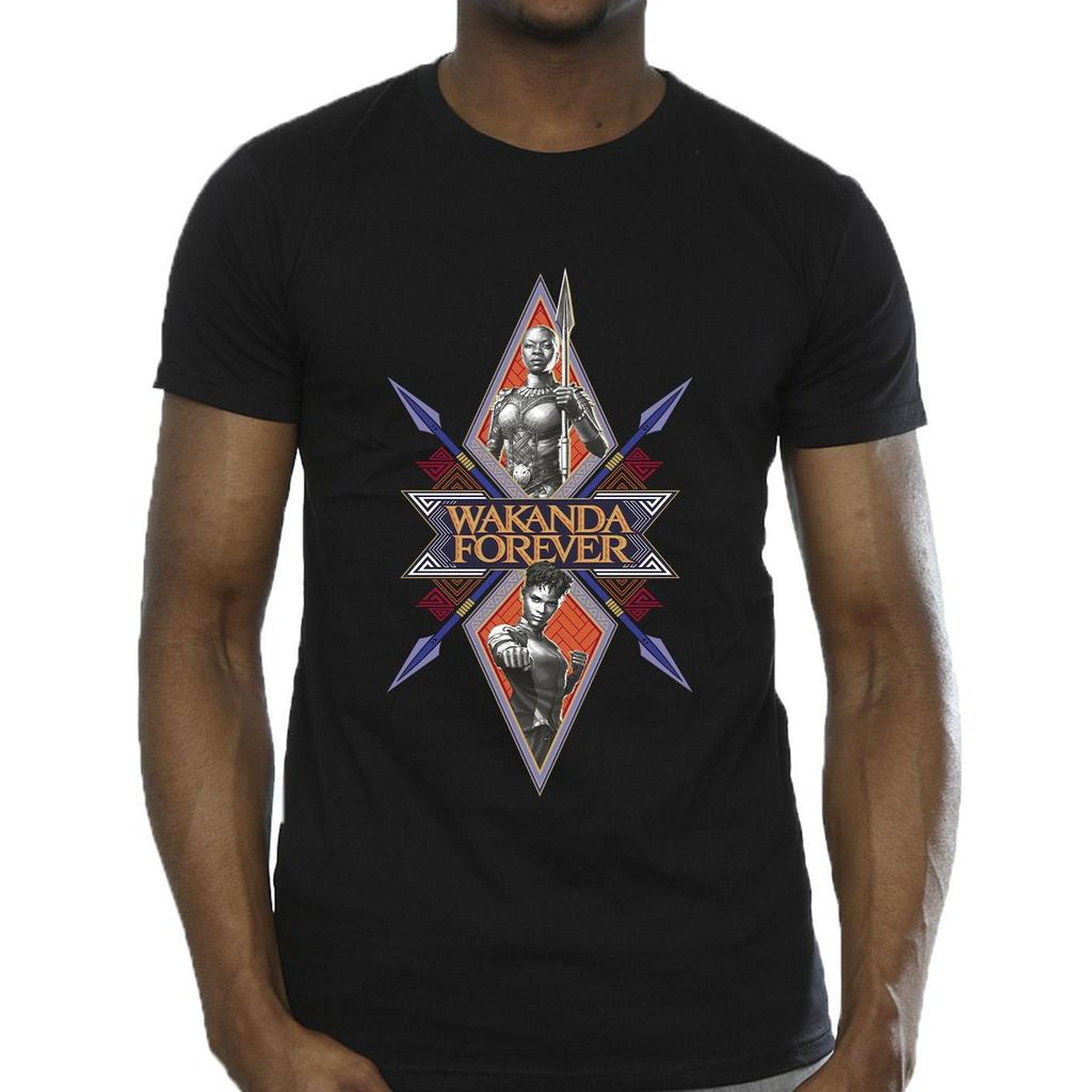 Marvel Mens Wakanda Forever Tribal Spear Chest T-Shirt