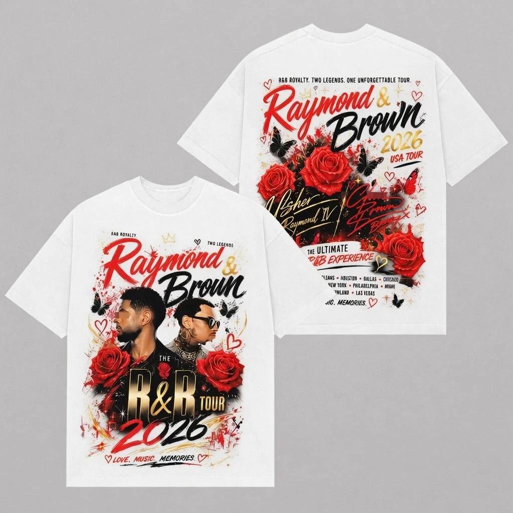 Raymond And Brown 2026 Tour T Shirt Vintage R&B Music Graphic Tee White Cotton S