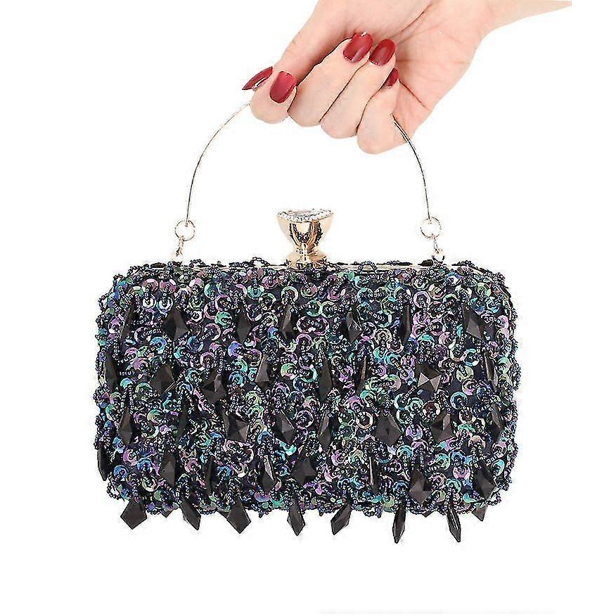 Women Wedding Clutch Rhinestone Bling Sequin Evening Bags Vintage Crystal Beaded Cocktail Party Party Purse