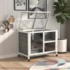 Small Animal Hutch with 2 Levels, 4 Wheels, Sealed Fir Wood, Grey