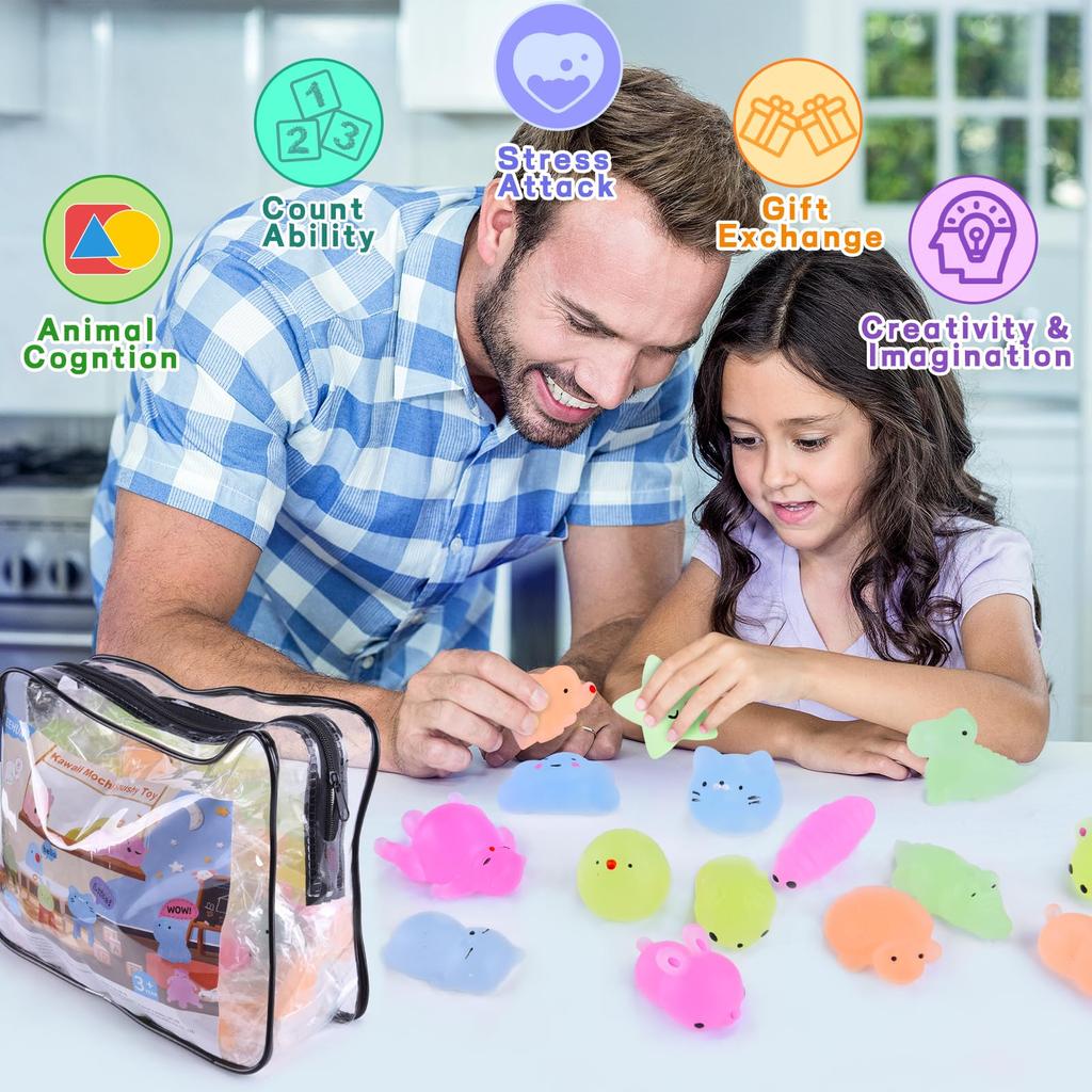 LEEHUR Unicorn Toy Unicorn Donut Moon 100 Pieces Mochi Squishy Toys for Kids Memory Foam Soft Festival Christmas Birthday Present Gift Festival Favor