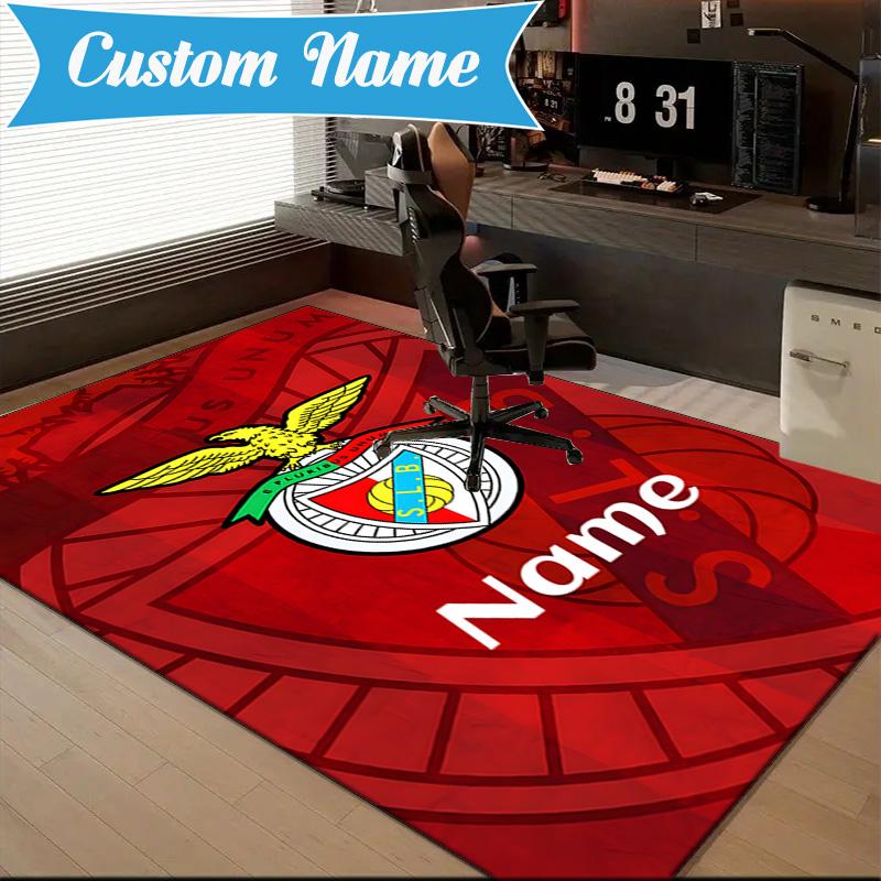 Custom Name Benfica Crest Rug Game Carpet, Floor Mat for Bedroom Living Room Entryway Rug, Home Decor Idea Gift for Christmas Birthday