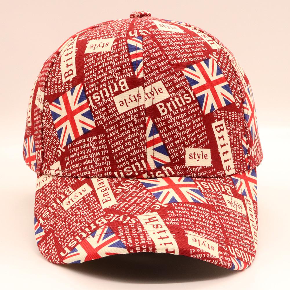 

Round Top Comfortable Baseball Cap With Uk Flag Design Summer For Red,M56-58cm