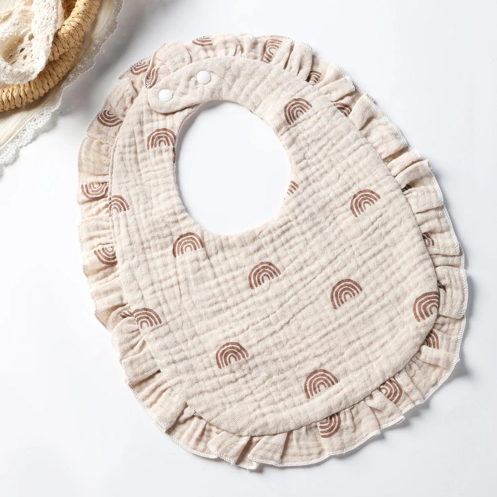 Baby Saliva Towel Infants Feeding Drool Bib Lace Floral Soft Cotton Burp Cloth for Newborn Breathable Kids Bibs with Ruffle
