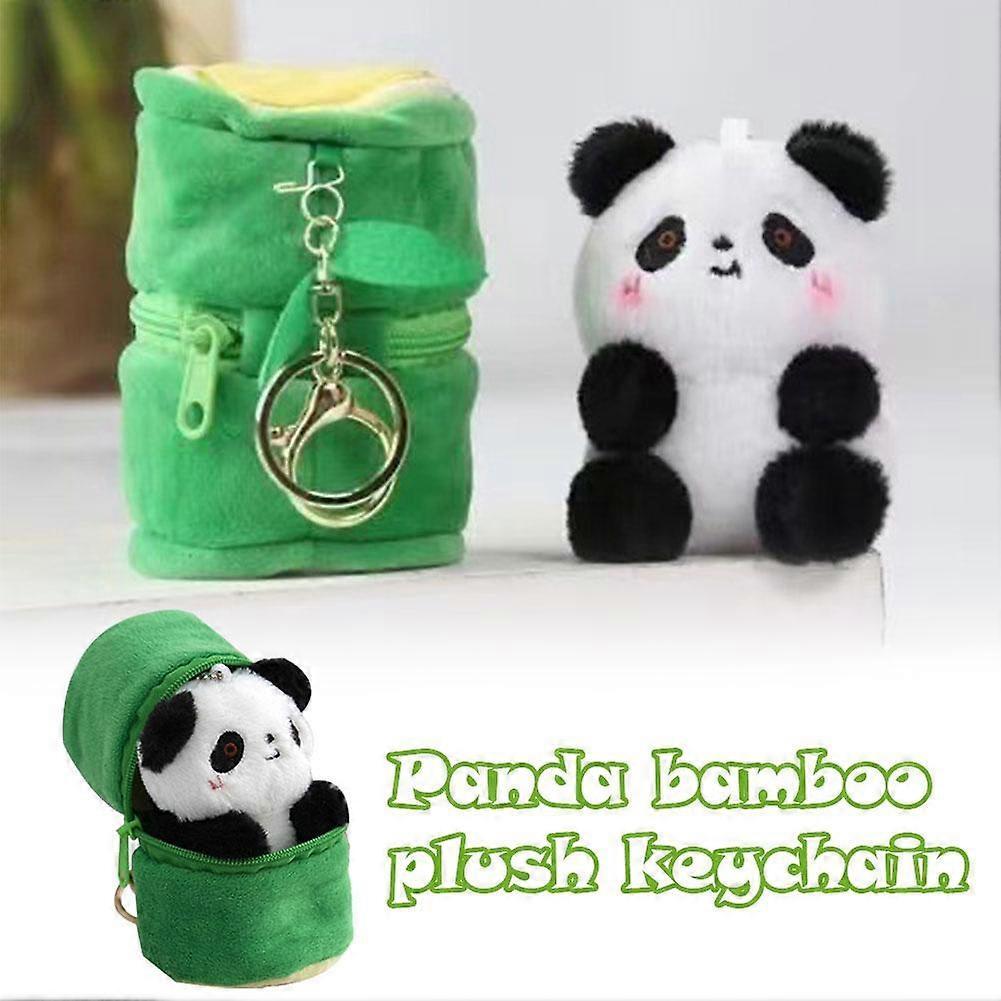 Cute Keychains Plush Panda Doll Keychains With Bamboo Creative Plush Keyrings