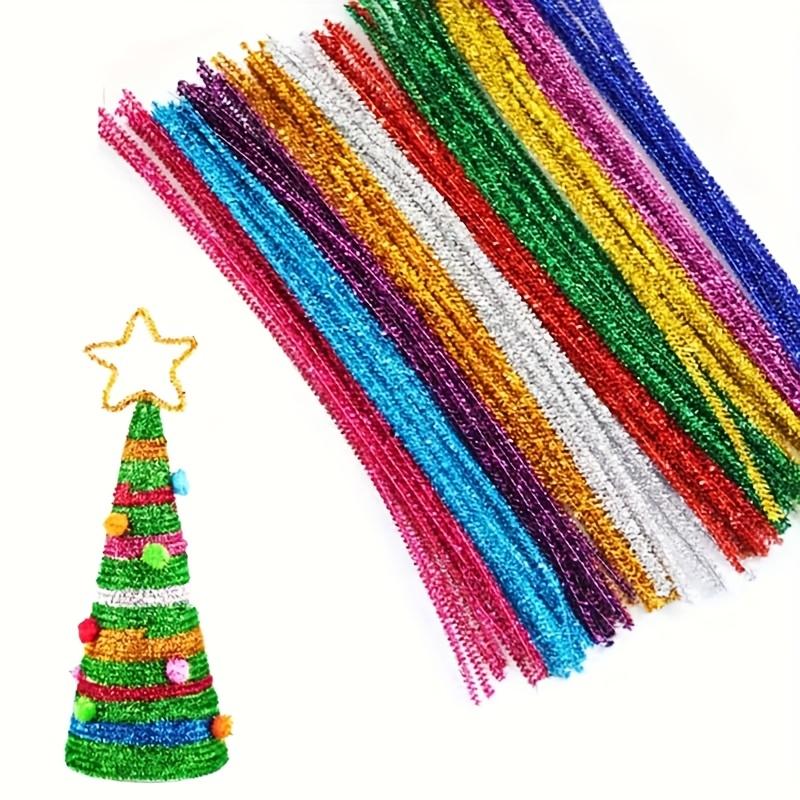 

100pcs 30cm Glitter Twist Sticks Single Color Set Shiny Glitter Tube Cleaning Sticks Twist Sticks For Crafts and DIY