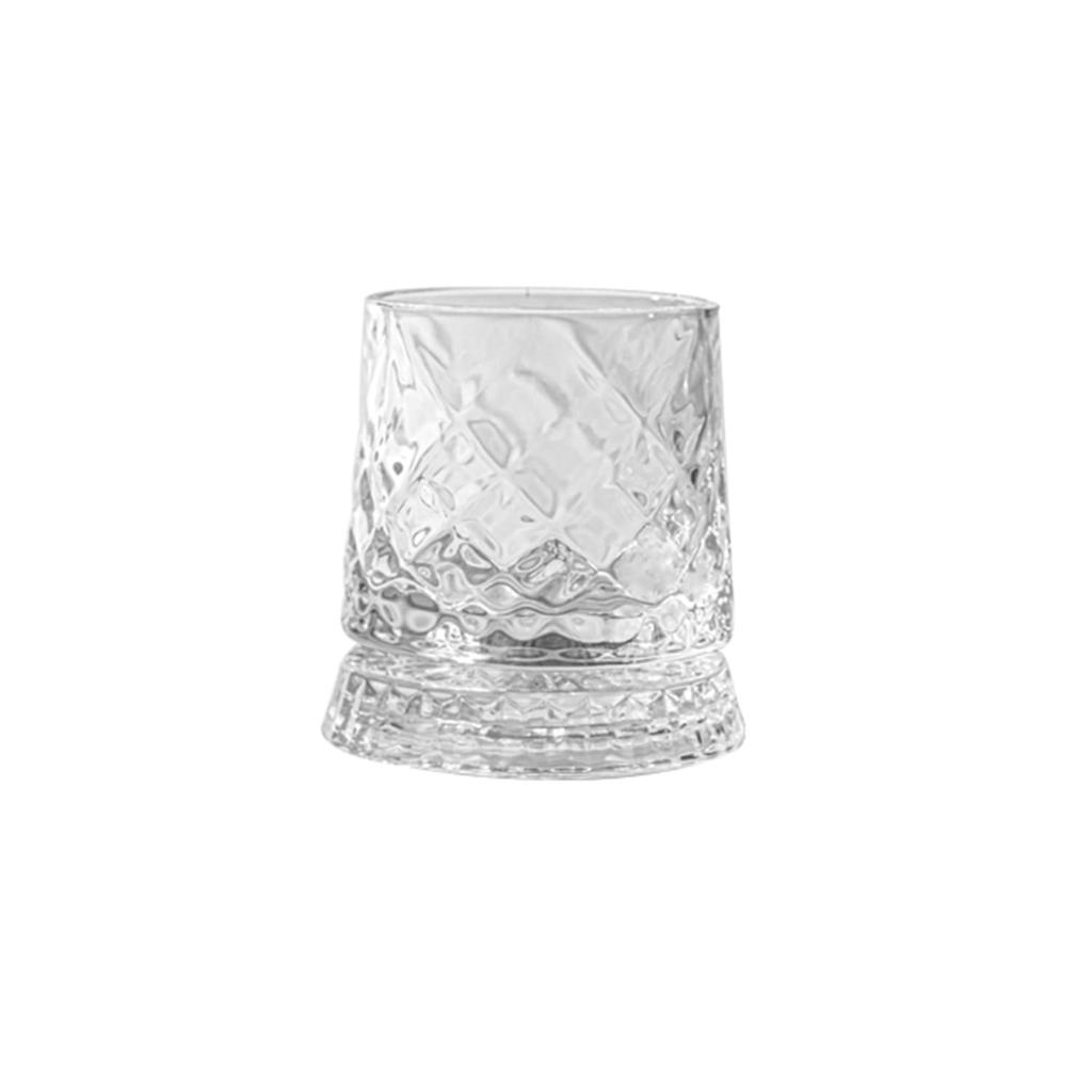 Lazysong Rotating Whiskey Glass with Coaster, 254ml, Perfect for Solo Drinks, Whiskey, Brandy, or Wine (XZVSK660-FG)