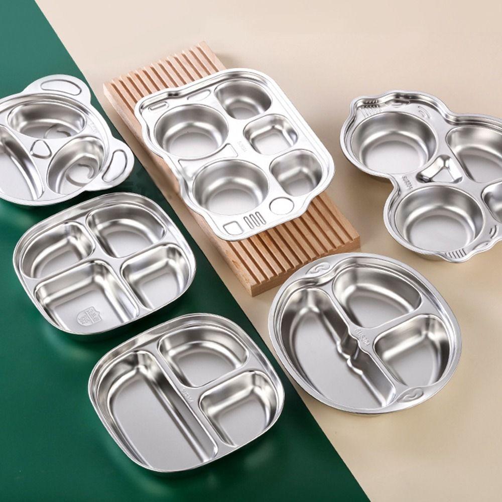 Cartoon Animal Shape Kid Feeding Service Plate 304 Stainless Steel Food Tray  Home Kindergarden
