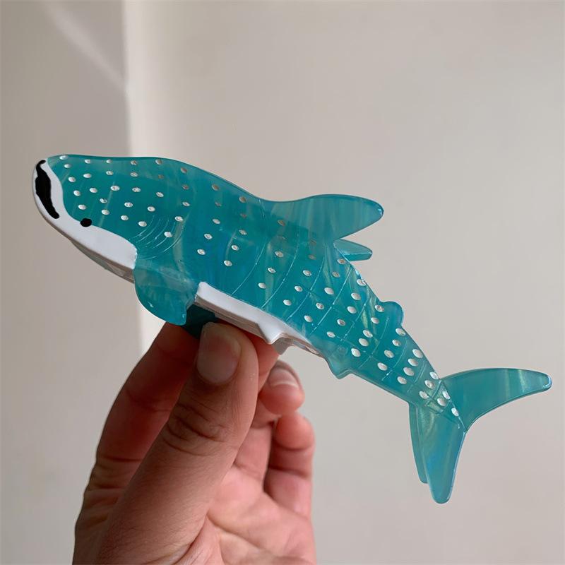 DuoShang Cute Ocean Series Spotted Shark Acetate Hair Claw Light Luxury Claw Clip Crab Hair Clip for Women Girl Hair Accessories