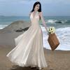 French Goddess Style Backless Halter Dress – Summer Beach Fairy Long Skirt