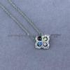 Hairui Wen Full Diamond Four-Leaf Clover Necklace - Women's Light Luxury Fashion In Blue, Pink, and White