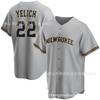 Milwaukee Brewers 22 Christian Yelich Fan Basebolltröja Unisex Bomullsblandning Prestandaskjorta Höst Vinter