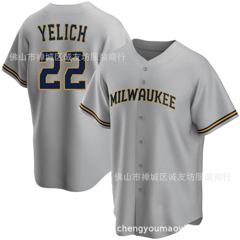 Milwaukee Brewers 22 Christian Yelich City Connect Elite Baseballtrikot Unisex Fanartikel