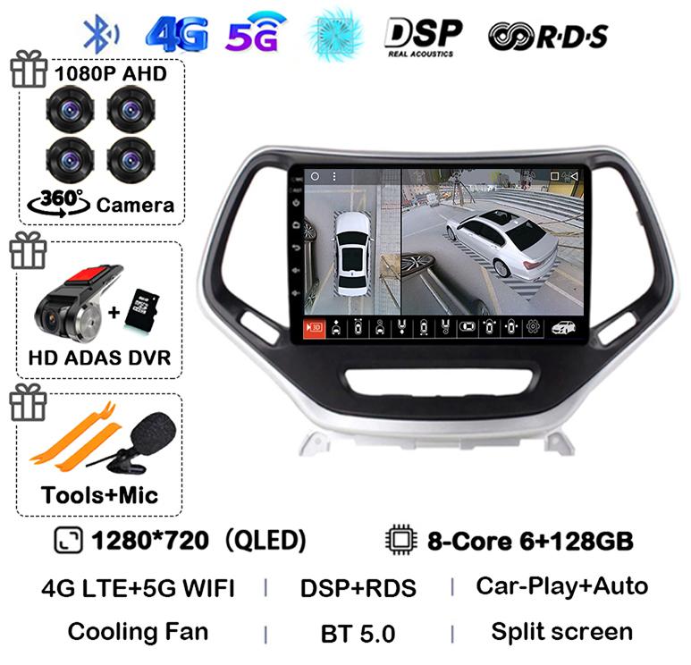 Android 14 Carplay Auto WIFI+4G Pentru Jeep Cherokee 5 KL 2014 2015 2016 2017 2018 GPS Radio Auto Multimedia Player Video Stereo