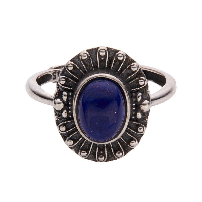 Palace Retro Thai Silver S925 Sterling Silver Ring, Natural Gemstone Index Finger Ring, Male And Female Couples Can'T Lose Color