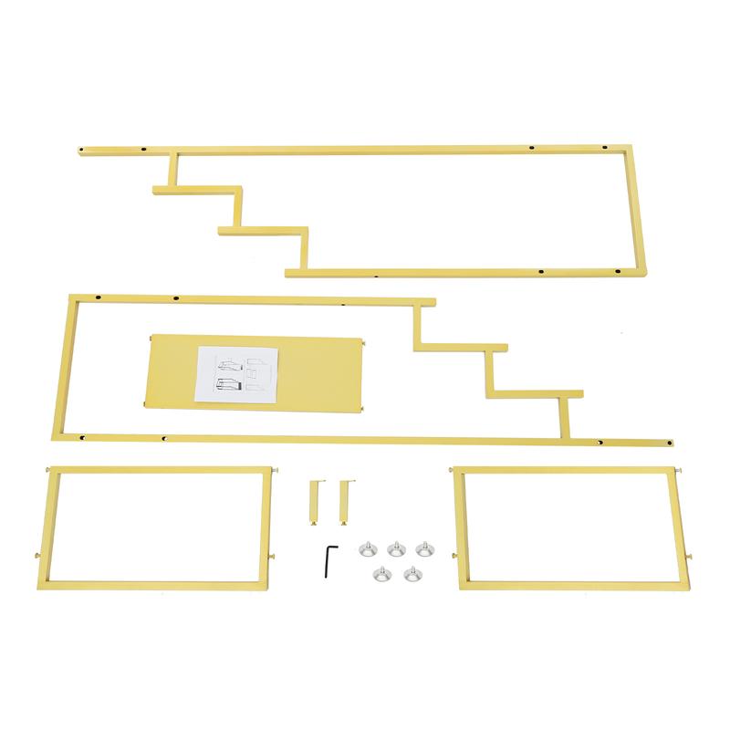 Carpet Display Rack Floor Standing, 4-Tier Golden Metal Rug Display Stand with Stepped Design, 100 lbs Capacity for Mats Scarves Belts Retail Store