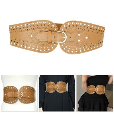 Stylish Studded Belt Fashionable PU Leather Waistband Women Wide Waist Belt for Casual and Party Wear