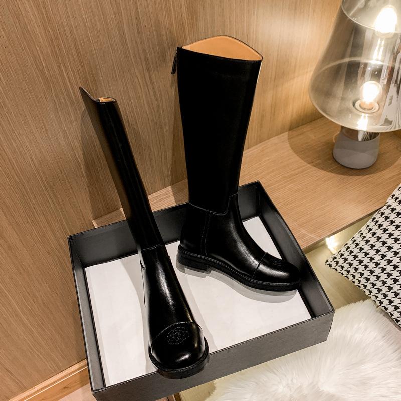 Knight Boots 2025 New Style Women's Knee Long Boots Leather Boots High Autumn Mid Boots Women's Single Boots