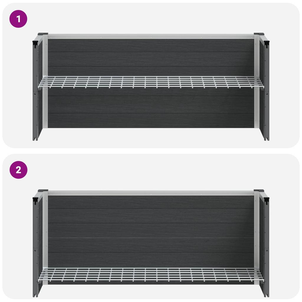 Raised Garden Bed Gray 100 X 30 X 22 Cm WPC and Aluminum