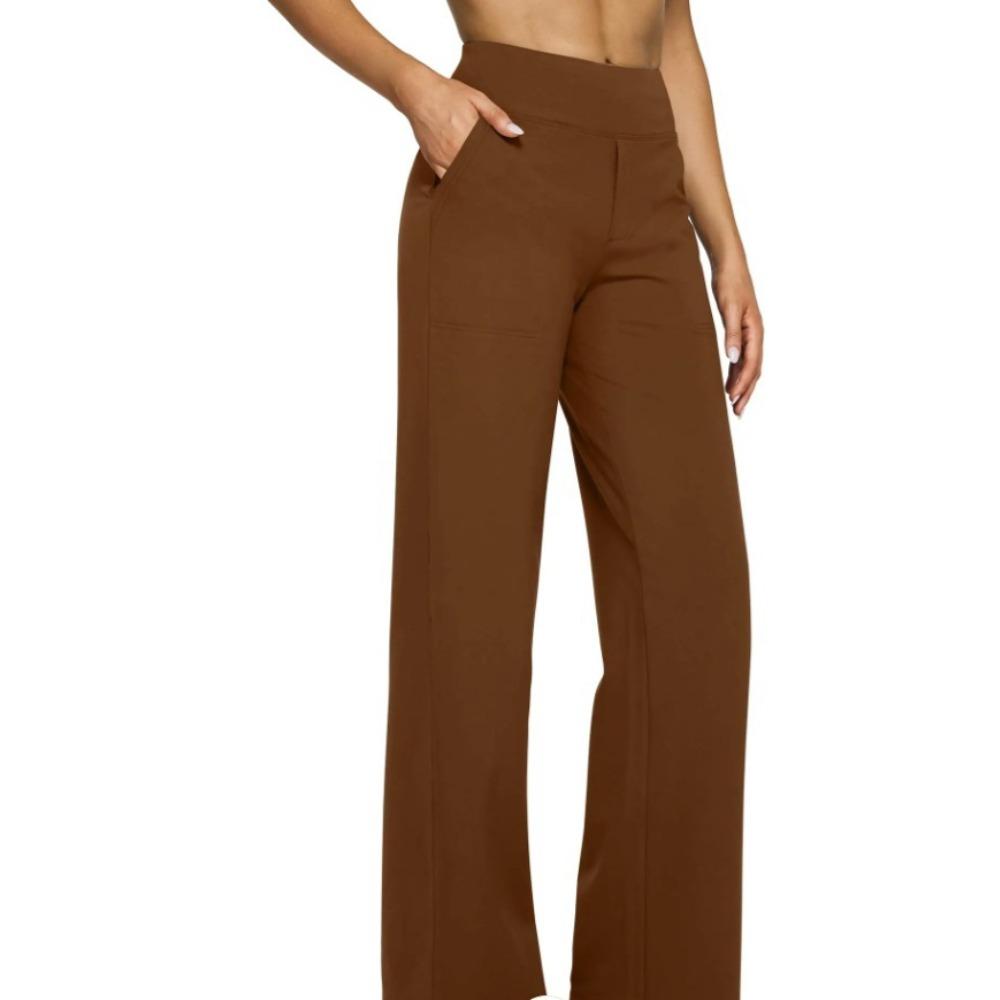 Pantaloni Casual a Vita Alta Gamba Dritta Tasche Ampie Pantaloni Yoga Donna Vestibilità Rilassata Pantaloni Sportivi