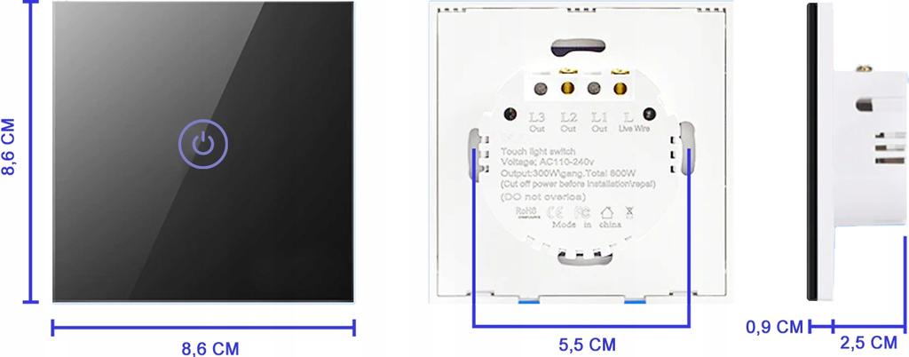 Single black touch light switch